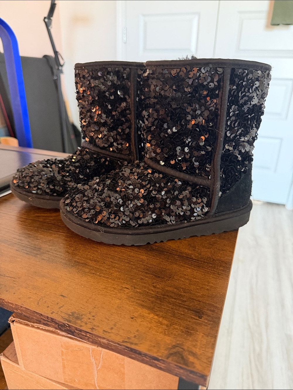 UGG Kids Black Sequin Classic Short Boot